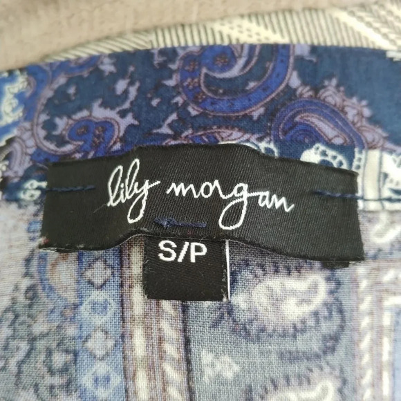 Lily Morgan Blue Paisley  Tunic Rolled Sleeves - Picture 7 of 8